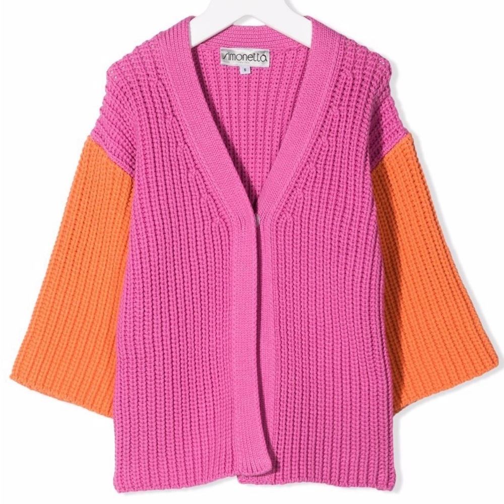 Simonetta colour-block ribbed cardigan kids size 10